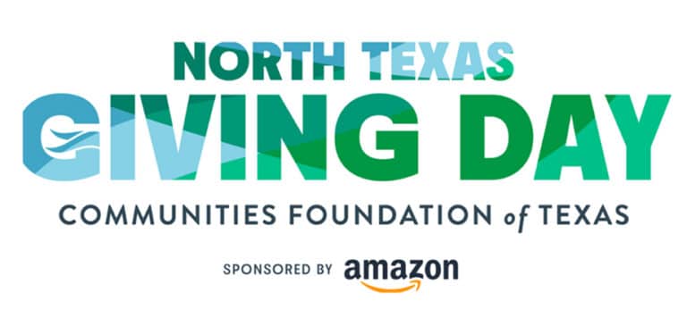 North Texas Giving Day logo with Communities Foundation of Texas, sponsored by Amazon.