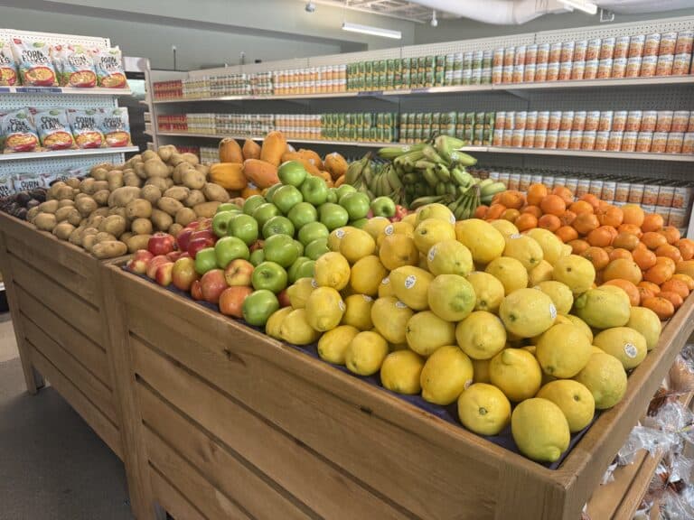 Produce displayed at the Food Pantry